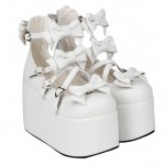 White Lolita Ankle Strap Platforms Punk Rock Chunky Heels Mary Jane Creepers Shoes